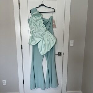 Kirsty Doyle NWT Flare Jumpsuit One Shoulder Oversized Bow Bridesmaid Size 20